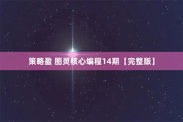 策略盈 图灵核心编程14期【完整版】