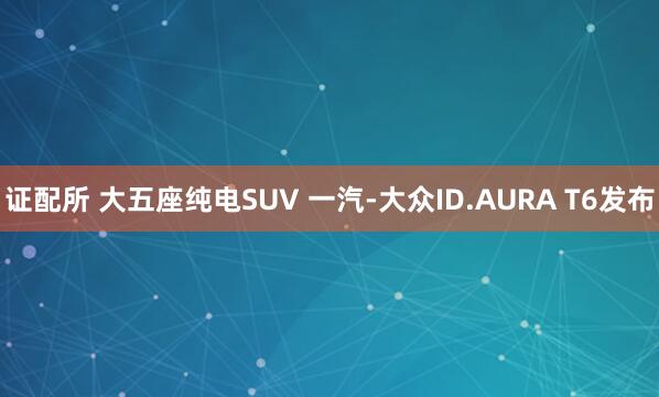 证配所 大五座纯电SUV 一汽-大众ID.AURA T6发布